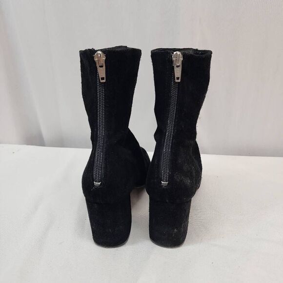 Free People Size 39 US 8.5 Cecile Black Suede Heeled Career Ankle Boots Zip Clos - Picture 4 of 9